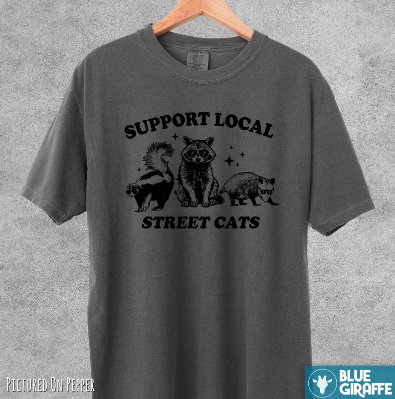 Support Local Street Cats T-shirt, Retro Comfort Colors T-Shirt
