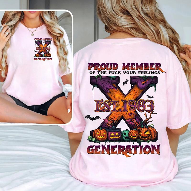 Custom Est.Year 1965-1980 Generation 2 Side Shirt, GenX T-shirt, Halloween Proud Member The Generation X Shirt, Halloween Shirt