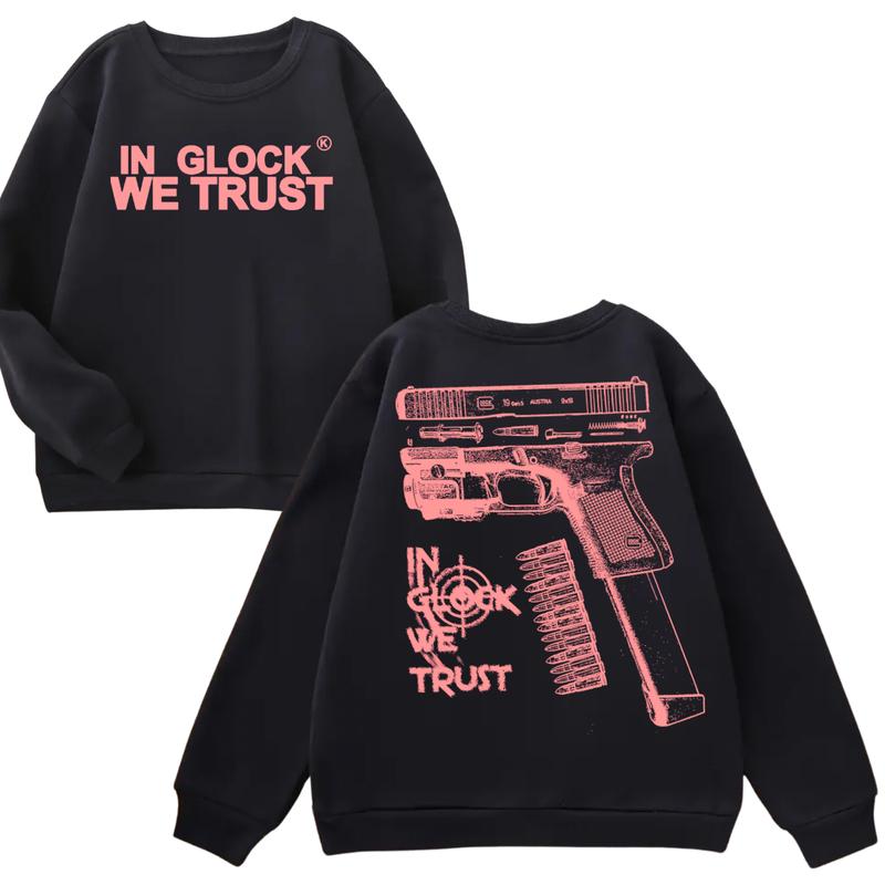 GILDAN IN GLOCK WE TRUST Hoodie - Full Color Double Sided Sweatshirt for Men and Women, Classic Fit,Glock Shirt