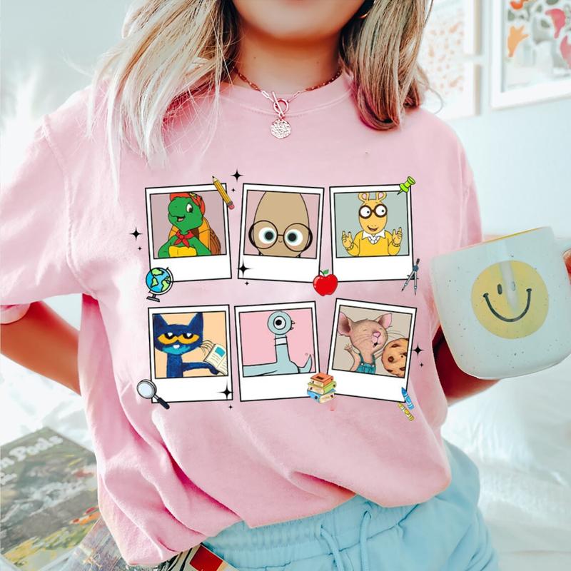 Read Children's Books Characters Polaroid Teacher Shirt, Elephant Piggie Pigeon Shirt, Reading Shirt, Librarian Shirt, Teacher Life Shirt, Kindergarte
