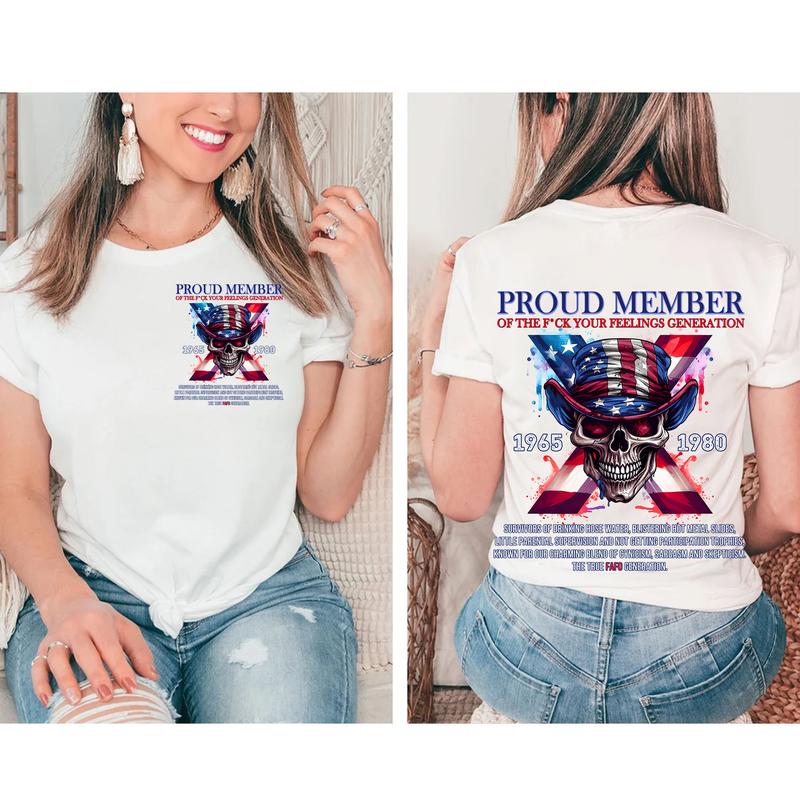 Skull Flag Gen-X 2 Side T-shirt, Proud Member Fck Your Feelings Generation Shirt, Flag Gen X Sweatshirt, Generation 1965-1980 Shirt