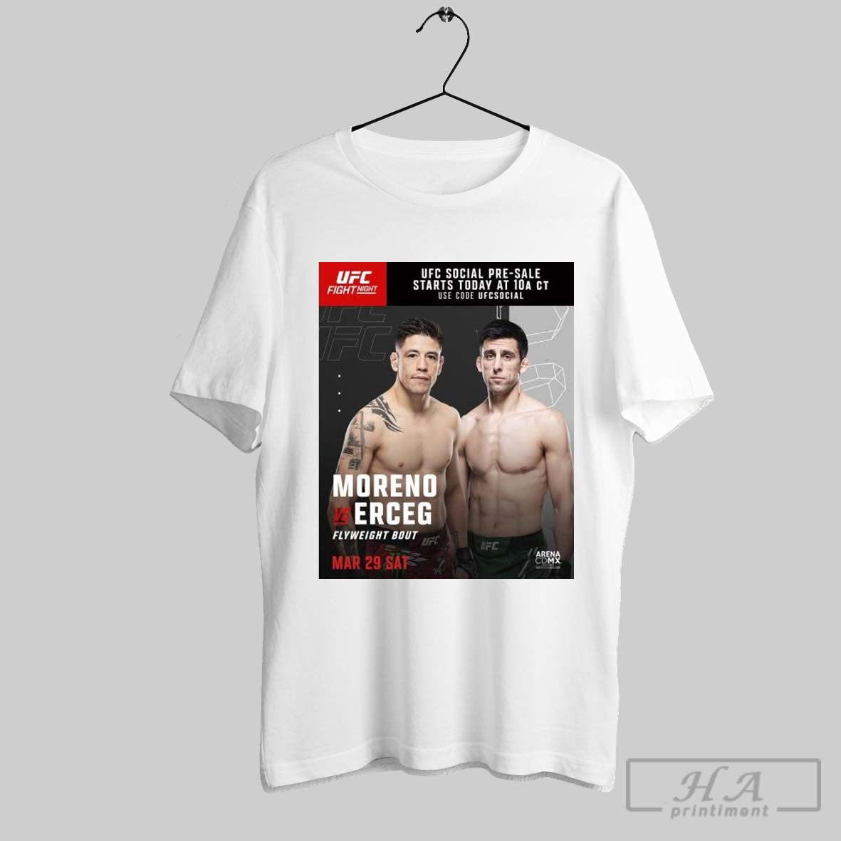 Poster Ufc Fight Night Ufc Mexico Moreno Vs Erceg Flyweight Bout March 29 2025 T Shirt