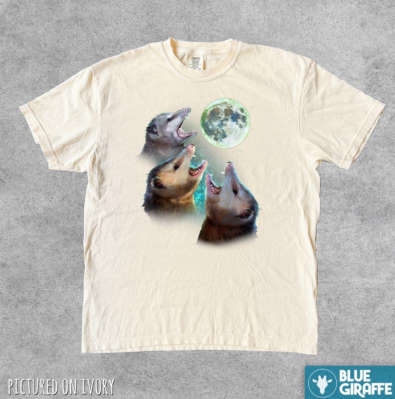 Three Possums Howling at Moon Vintage T Shirt, Retro Opossum Lover shirt, Funny Possum Tee, Distressed Unisex Tee, Comfort Colors Shirt