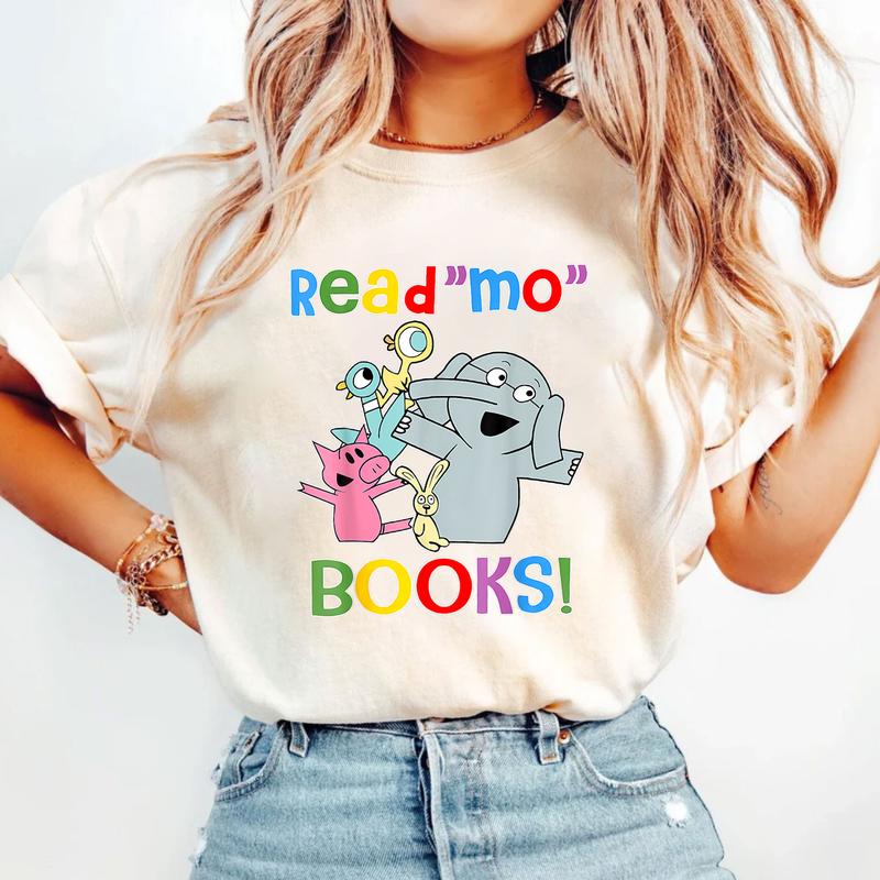 Read Mo Book Cute School Teacher Librarian Elephant Pigeon T-Shirt, Piggie Elephant Pigeons Shirt, Children Books Gift, Elementary Teacher, Children's