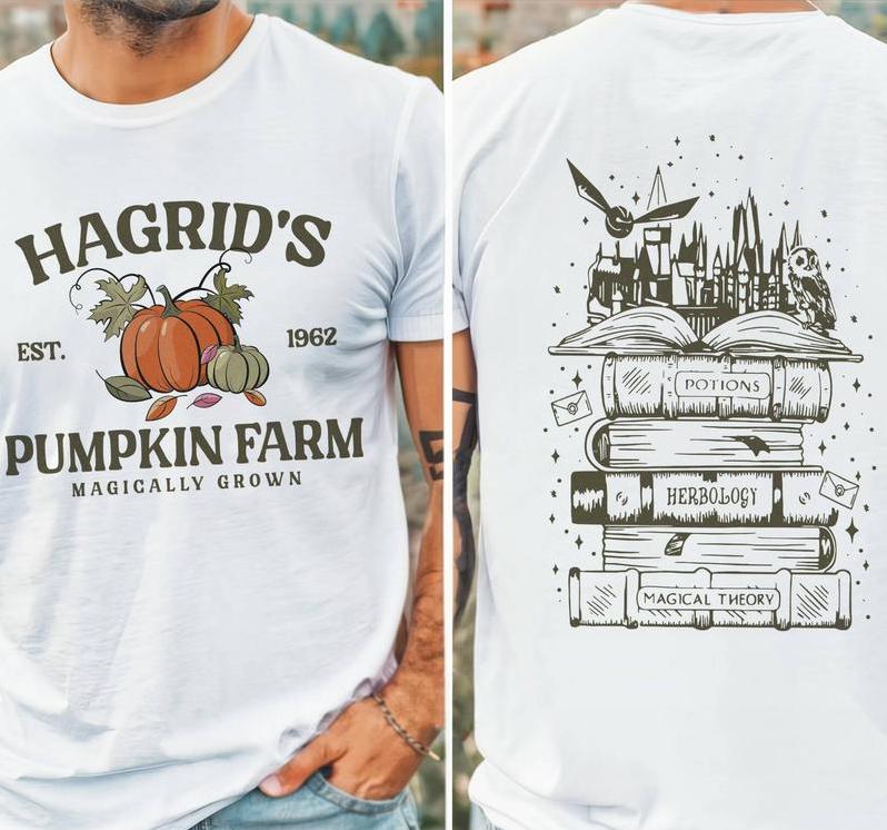 Hagrid's Pumpkin Farm 2side Shirt - Sweatshirt - Hoodie, HP Fan Gift, Potterhead Gift, Magical Wizard Pumpkin Shirt, Est 1962, Halloween Sweatshirt Hoodie, Full Color, Classic Fashion, Tee Print