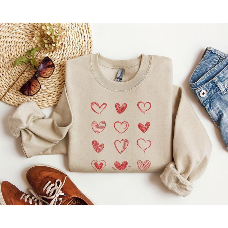 Retro Chic Hearts Sweatshirt, Vintage Valentine's Day Sweatshirt