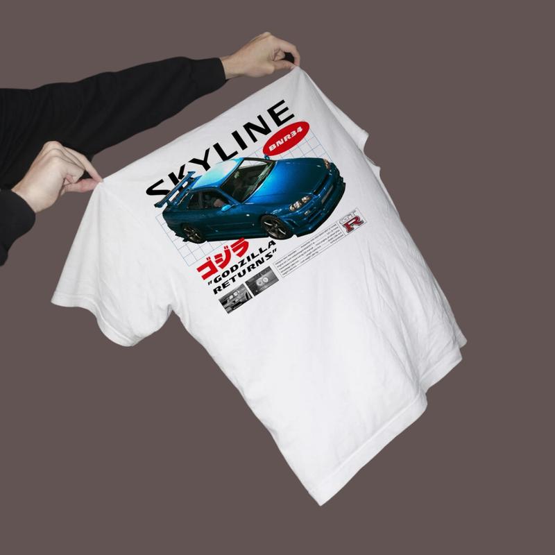Nissan Skyline R34 T-Shirt - Original Art Car Shirt Poster Type Design for Birthday, Gifts For Car Guys, Gift for Dad