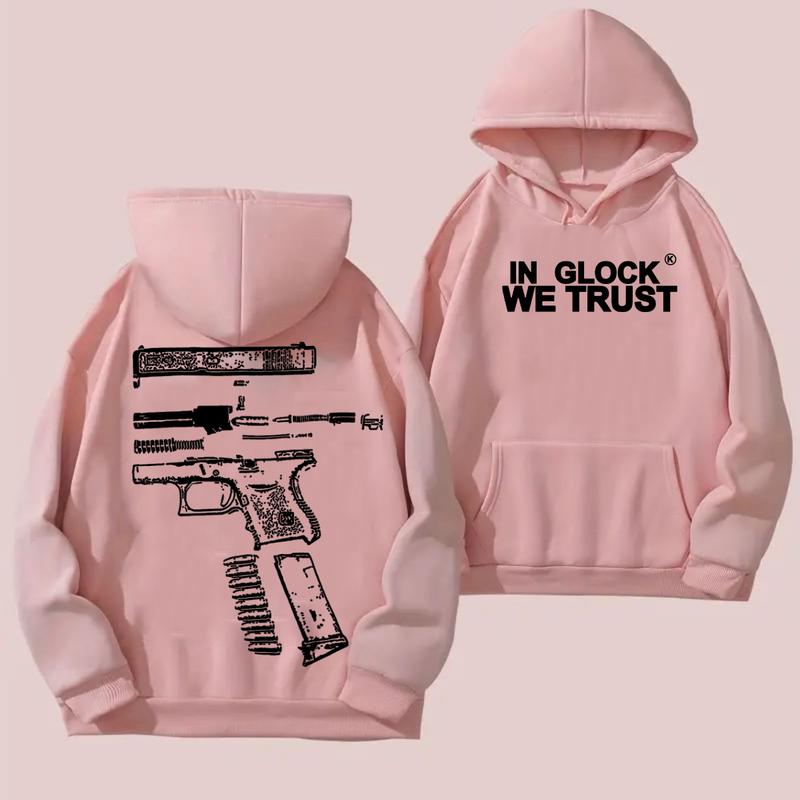 IN GLOCK WE TRUST Double sided Hoodie,Design color Black- White, Hoodie For Men, GIft For Men,Full color,Hoodie & sweaters,Glock Hoodie, Menswear Top