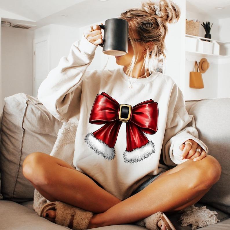 Christmas Bow Shirt, Christmas Cozy Coquette Shirt, Christmas Shirt, Christmas 2024 Shirt, Lovely Christmas Shirt