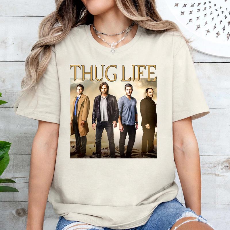 Supeernatural Thug Life T Shirt, Thug Life Supeernatural T Shirt,  Sam-Winchester Shirt, Dean-Winchester T-Shirt Sweatshirt Hoodie Casual Cotton