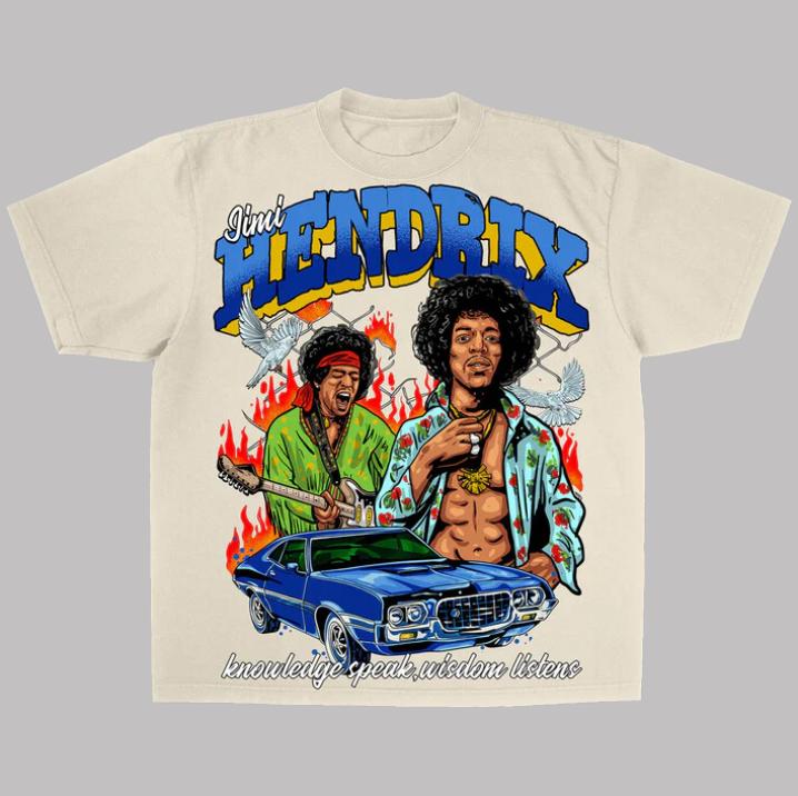 Jimmy Hendrix T-Shirt, Jimmy Hendrix Vintage Graphic Tees, Unisex Guitarist Shirt Menswear Womenswear Streetwear