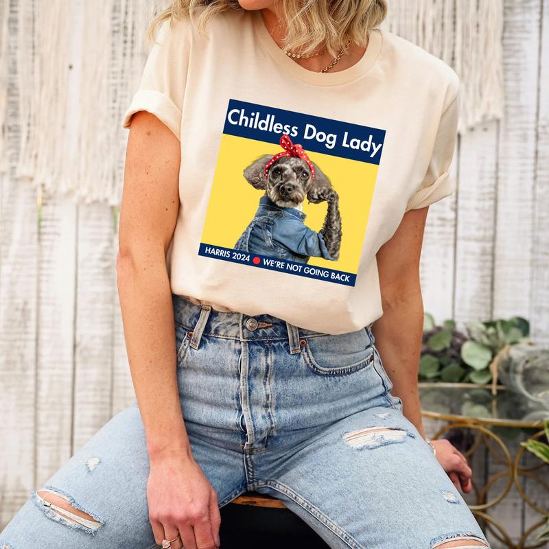 Harris 2024 T-Shirt, Childless Dog Lady, Doodle Dog Shirt, Kamala Harris Campaign, Cute Funny Dog Tshirt, President Harris Tee Top Womenswear