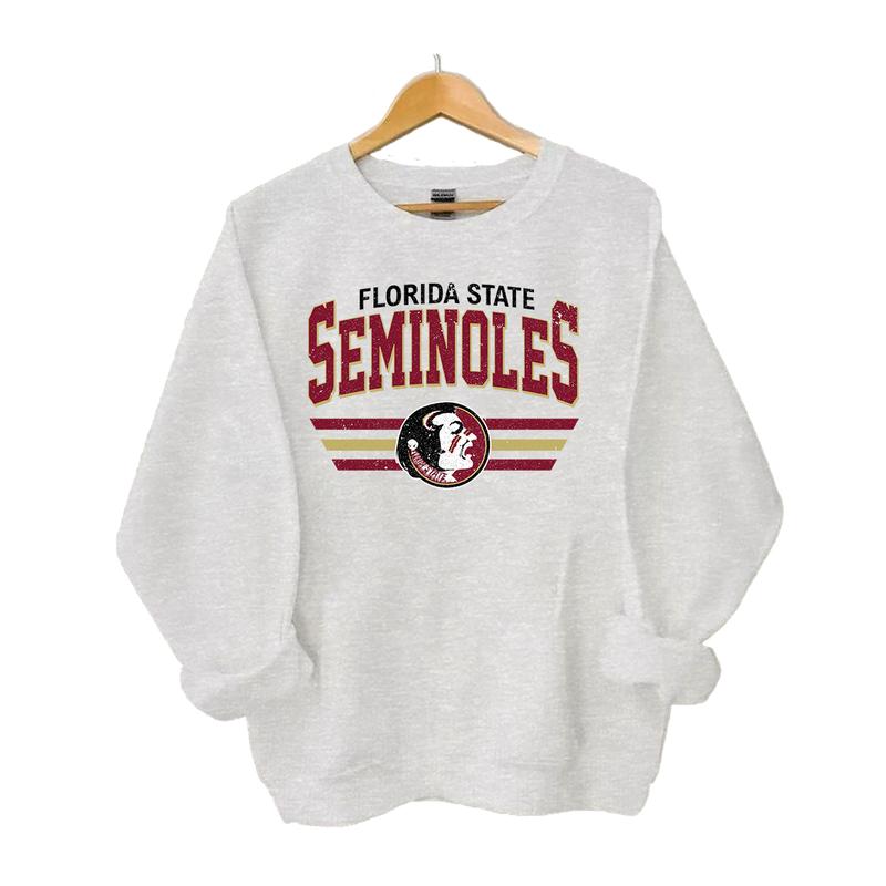 Retro NCAA College Football Mascot Crewneck Sweatshirt Classic Menswear Tops Cotton Sweaters   Sport Fabric Casual Embroidered Hoodie