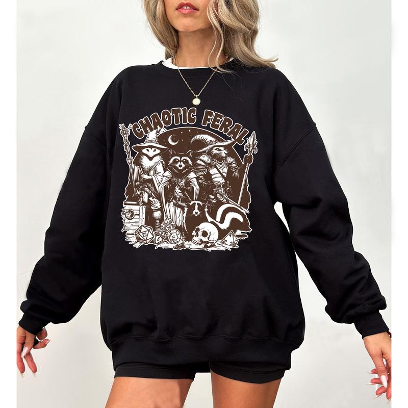 D&D Chaotic Feral Shirt, racoon T-shirt, neutral, lawful, dunge0ns and drag0ns Tee, d&d opossum Sweatshirt