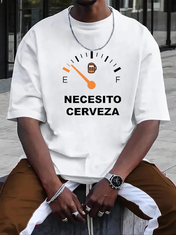 Men's Cartoon & Letter Print Round Neck Tee, Regular Fit Casual Streetwear Short Sleeve T-shirt, Graphic Tees,Â Men's Summer Top for Daily Wear Back To School