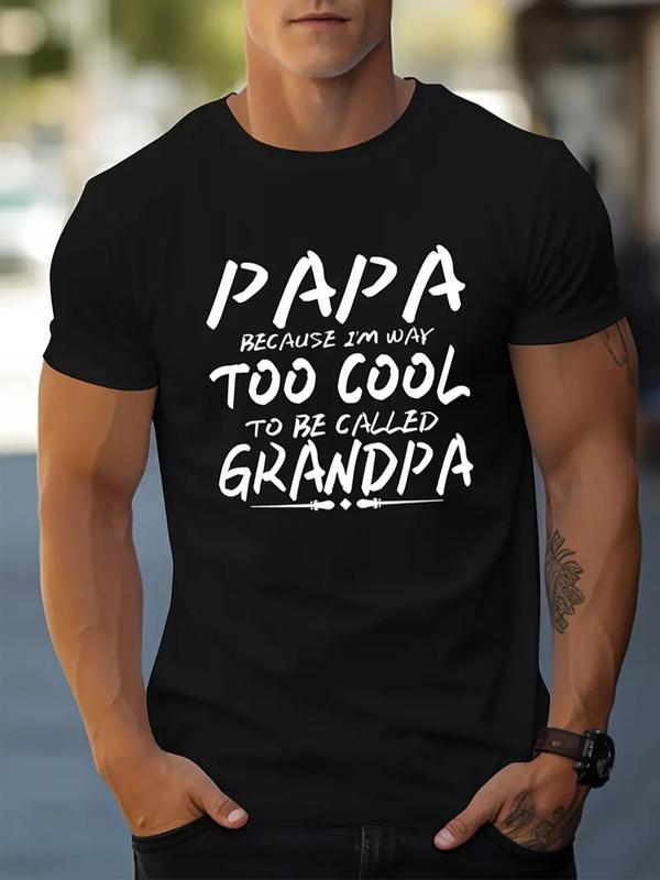 Men's Regular Fit Letter Print Round Neck Tee, Summer Clothes, Casual Short Sleeve Crew Neck T-shirt for Summer, T-shirt Graphic Tee, Men's Top for Daily Wear, Men's T Shirts