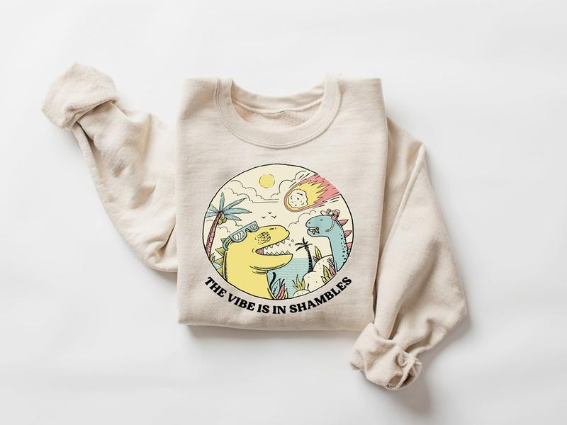 The Vibes Are In Shambles Shirt, Funny Sweatshirt, Funny Sarcastic Hoodie, Vintage Shirt, Mental Health T- Shirt, Big Bang Dinosaur Sweater, Gifts, po
