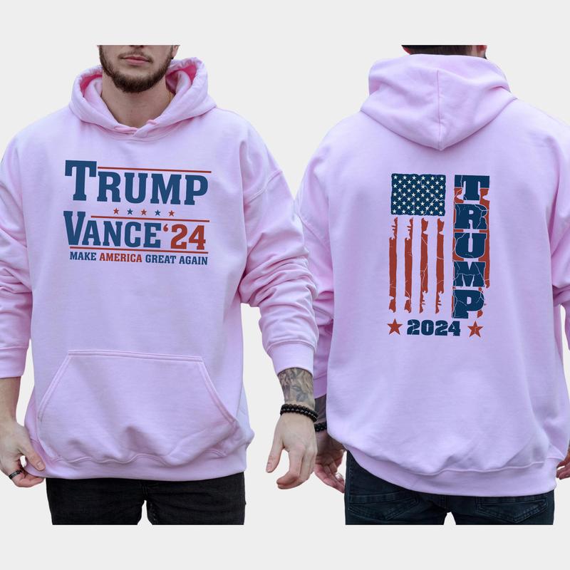 Trump Vance 2024 2-Side Hoodie, 2024 Election Hoodie, MAGA Hoodie, Comfort Clothing, Casual Menswear Classic Fabric