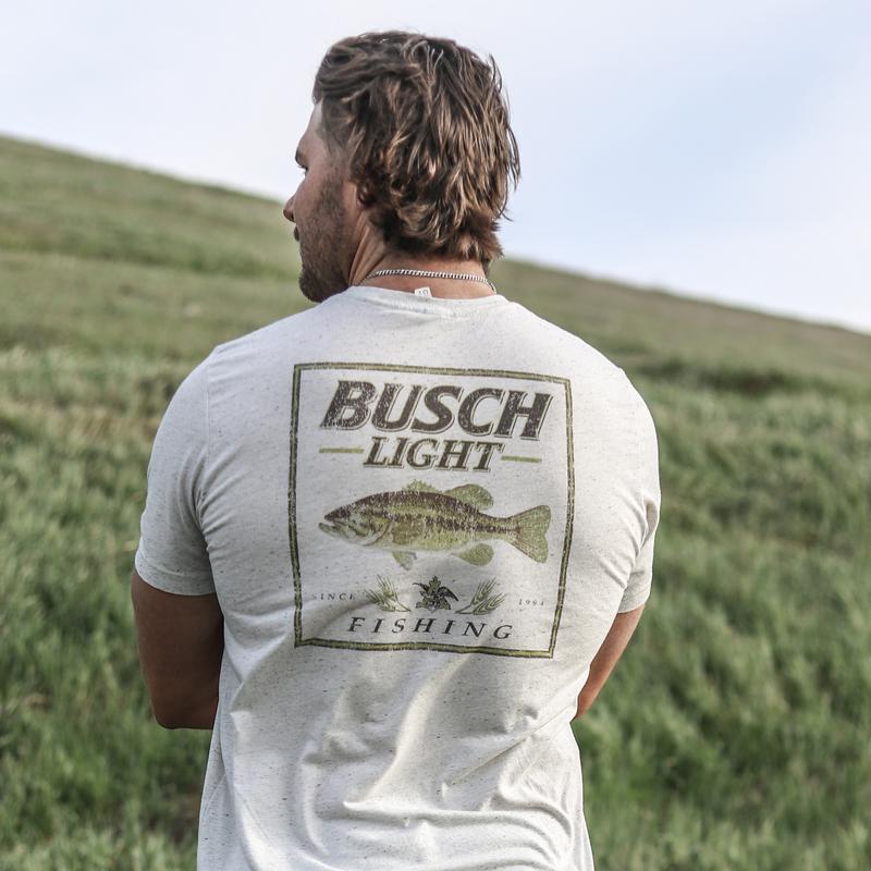 BUSCH LIGHT, BUSCH LIGHT FISHING LARGEMOUTH BASS T-SHIRT, For Men, For Women,  Casual Graphic Round Neck T-shirt for Summer, Fashion Men's Top for Dai