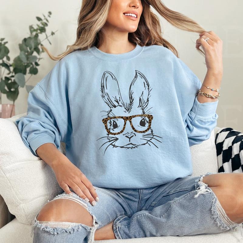 Easter Bunny With Glasses Sweatshirt, Hoodie, T-shirt, Easter Shirt, Cute Easter Gifts, Easter Bunny Shirt