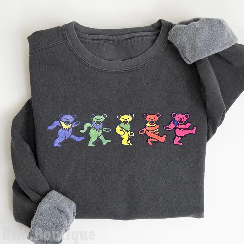 Grateful Dead Bears Halloween Crewneck Sweatshirt, Grateful Dead Women's Shirt, Halloween Gift Sweatshirt Cotton Fit Unisex Womenswear