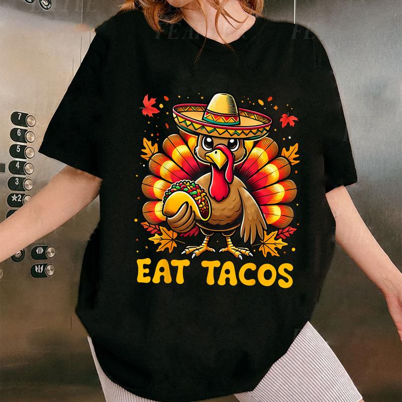 Funny Thanksgiving Turkey Eat Tacos Mexican Thanksgiving Fun T-Shirt
