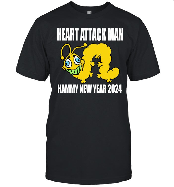 Heart Attack Man Hammy New Year 2024 Black T Shirt