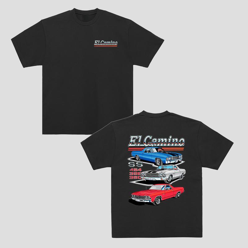 Vintage Vibe 2 Sides Chevy El Camino T-Shirt Men's Cotton Tee Old School Tee Gift for Him Classic Car Casual Menswear
