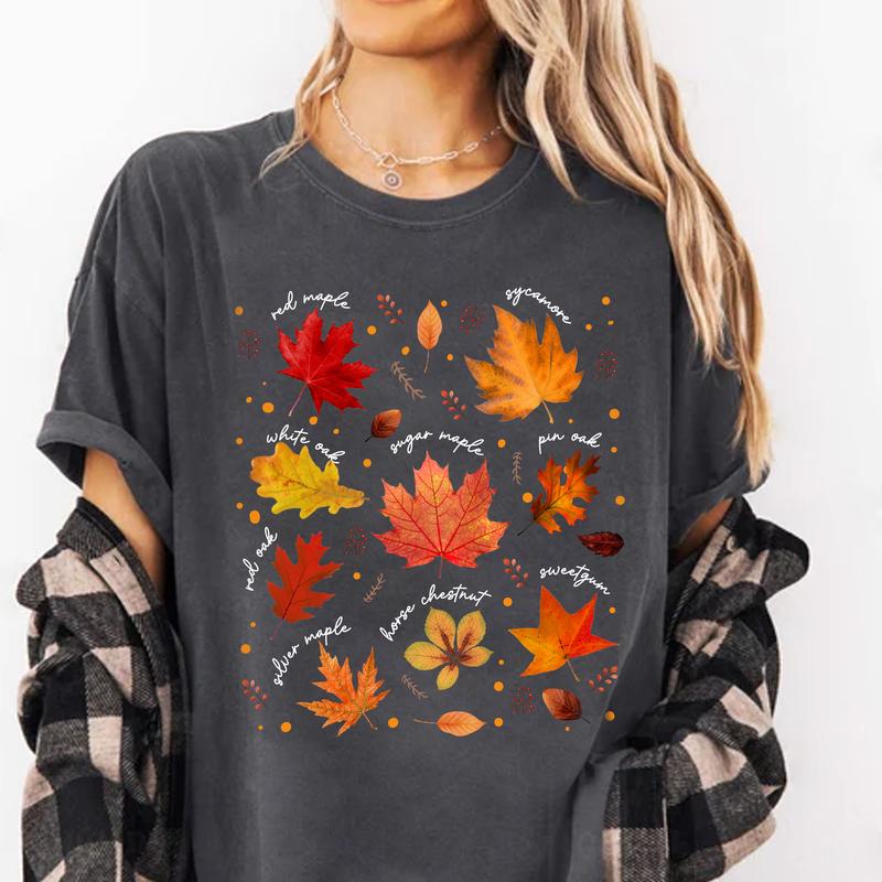 Fall Shirt, Autumn Leaves Shirt, Fall Decor, Thanksgiving Gift,  Autumn Leaves Tee Shirts, Cottagecore Minimalist Nature Shirt, Fall Season fall graph