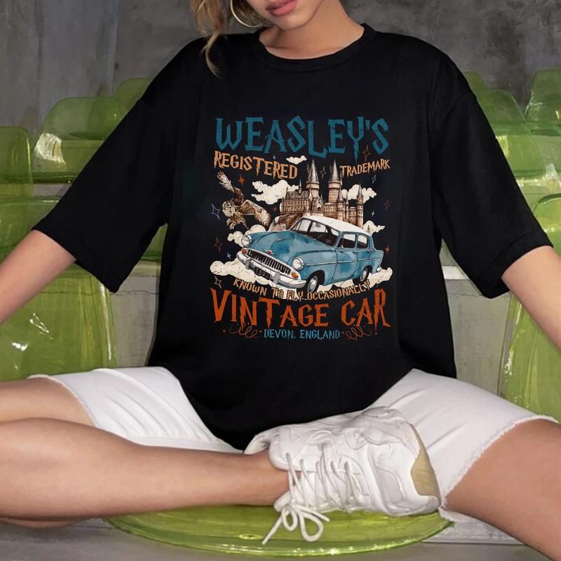 HP Weasley's Vintage Car Sweatshirt Hoodie Shirt Cotton Fit
