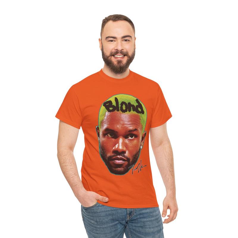 Frank Inspired Blonded Vintage Graphic Tee Heavy Cotton 100% Cotton T-Shirt Singer's Face Art Shirt for Fashion Casual Classic Menswear Retro Top Unde
