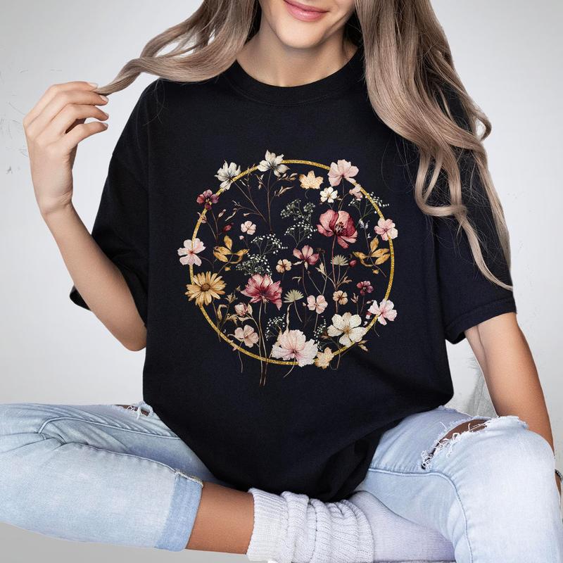 Comfort Colors Wild Flowers Shirt, Wildflower Tshirt, Shirts for Women, Vinatage Floral Shirt, Gifts For Her, Pastel Floral Nature T-Shirt, Flowers Lo