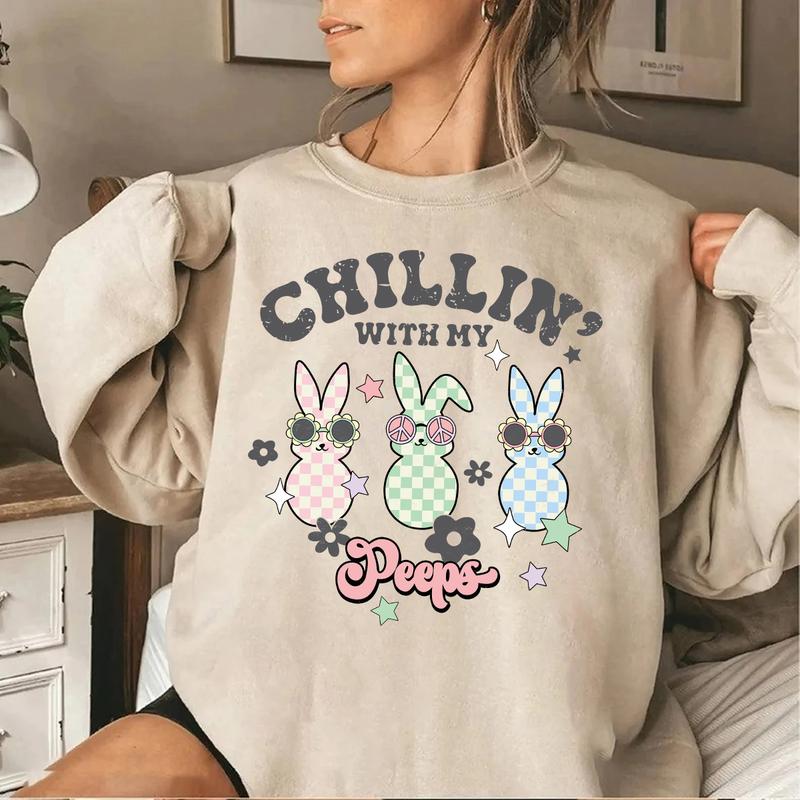 Easter Chillin' With My Peeps Sweatshirt, Hoodie, T-shirt, Easter Shirt, Cute Easter Gifts, Peeps Shirt