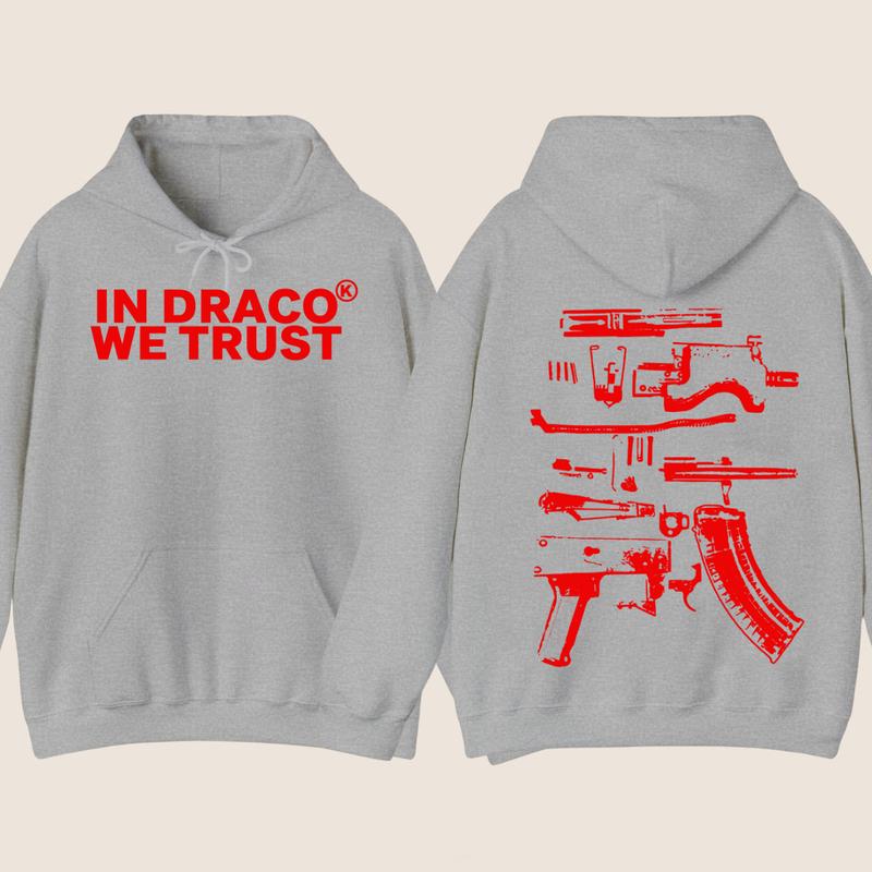IN DRACO WE TRUST HOODIE , Design Color Red - Full Color , Double Side ,Menswear & Womenswear sweaters - Hoodie