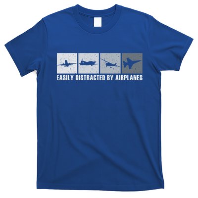 Easily Distracted By Airplanes Aviation Pilot Airplane Cool Gift T-Shirt