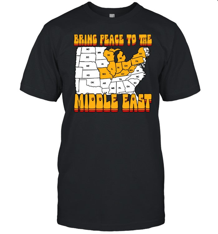 Funny Ahh Tees Bring Peace To The Middle East Usa Map Tee