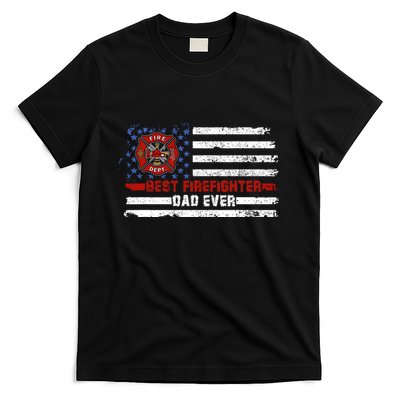Fireman Best Firefighter Dad Ever American Flag T-Shirt