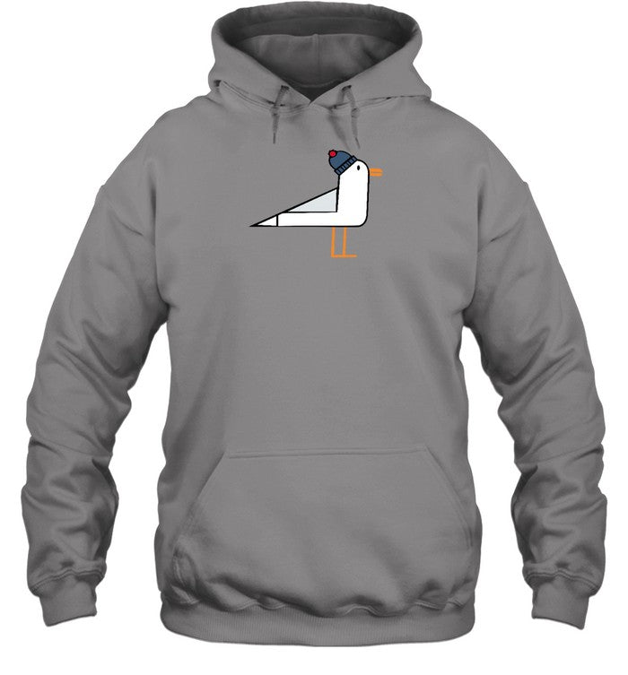 A Seagull Wearing A Bobble Hat Hoodie
