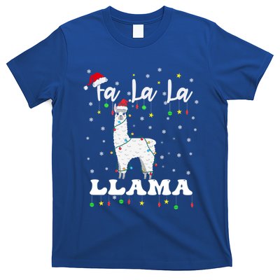 Fa La La Llama Christmas Lamma Lama Tree Lights Santa Family Gift T-Shirt