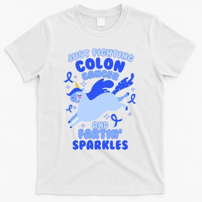 Funny Unicorn Fighting Colon Cancer And Farting Sparkles T-Shirt