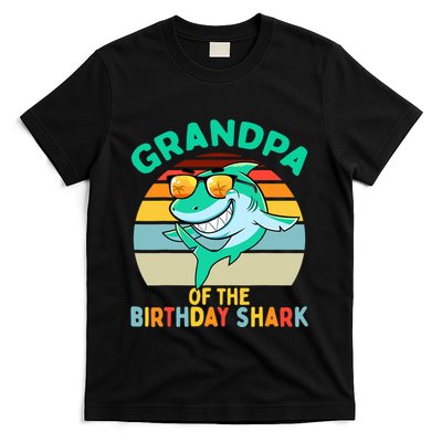Grandpa Matching Family Shark Birthday T-Shirt