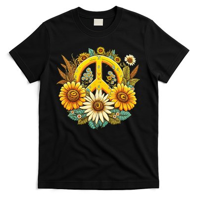Hippie Daisy Peace Sign Retro Flower Sunflower Lovers T-Shirt