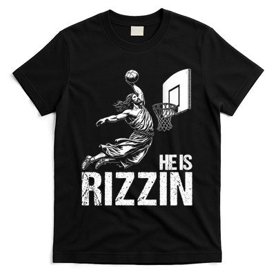He Is Rizzin Funny Jesus Playing Basketball Meme T-Shirt