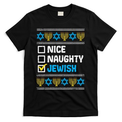 Hanukkah Jewish Nice Naughty Ugly Sweater T-Shirt