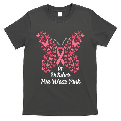 In October We Wear Pink Butterfly Breast Cancer Ribbon T-Shirt