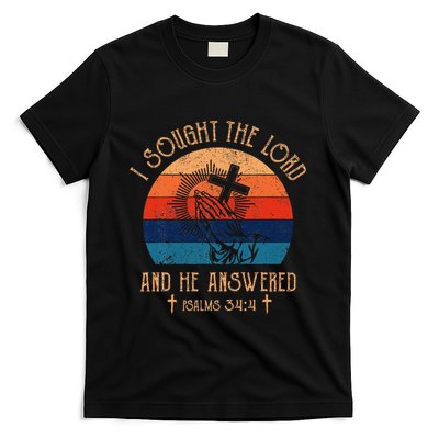 I Sought The Lord And He Answered Me Cross Bible T-Shirt