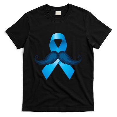 Light Blue Ribbon Mustache Prostate Cancer Awareness T-Shirt