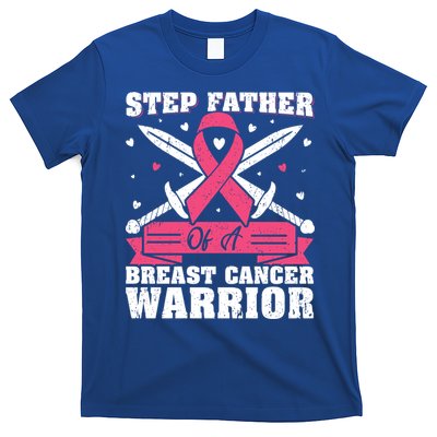 Pink Ribbon Step Father Of A Breast Cancer Warrior Gift T-Shirt