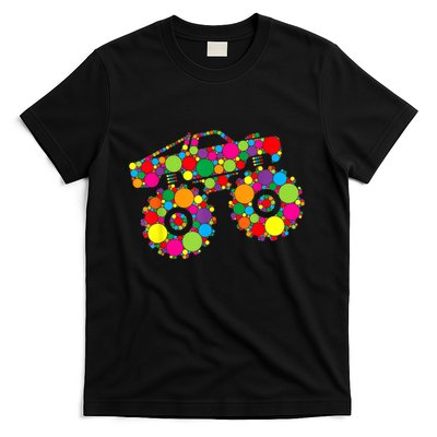 Retro Colorful Polka Dots Monster Truck Happy Dot Day T-Shirt