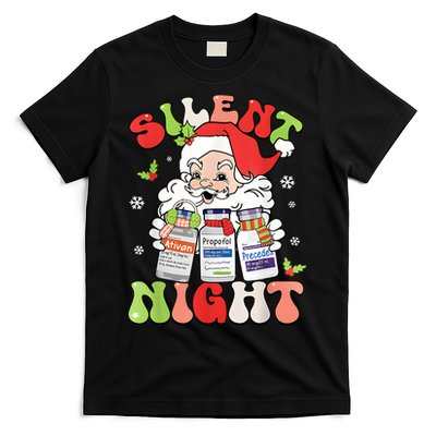 Retro Silent Night Icu Nurse Christmas Intensive Care Unit T-Shirt